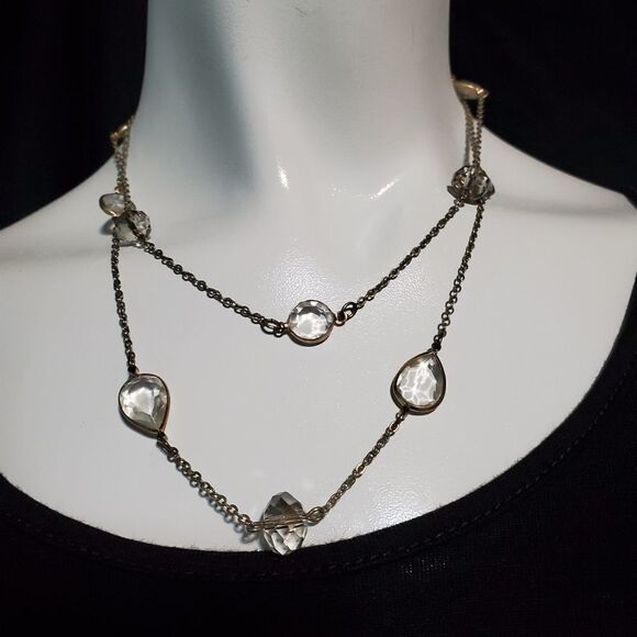 Express Silver Tone & Clear Multilayer Necklace - Picture 3 of 4